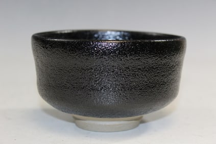 Japanese Black Glazed Pottery Tea Bowl