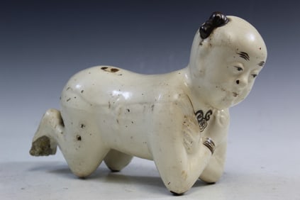 Chinese Cizhou Pottery Boy Pillow