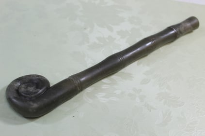 Chinese Carved Spinach Jade Cane Handle