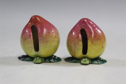 Pair of Chinese Famille Rose Guanyin in A Peach