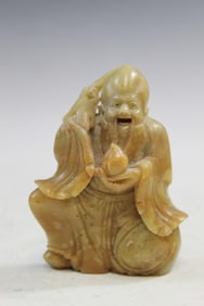 Chinese Carved Soapstone Shoulao Figure
