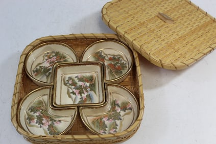 Japanese Satsuma Fruit Dishes in a Bamboo Basket
