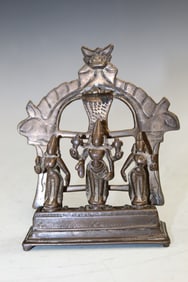 Indian Bronze Triad of Vishnu Shridevi and Bhudevi.