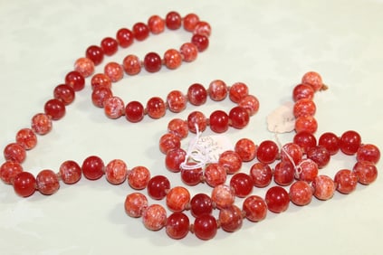 Chinese Red Peking Glass Beads Necklace