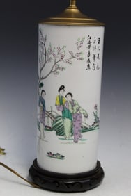 Chinese Porcelain Hat Vase Lamp