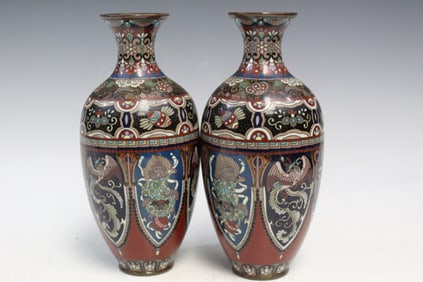 Pair of Japanese Cloisonne Vases