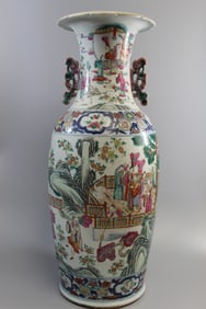Large Chinese Famille Rose Blue and White Porcelain Vase