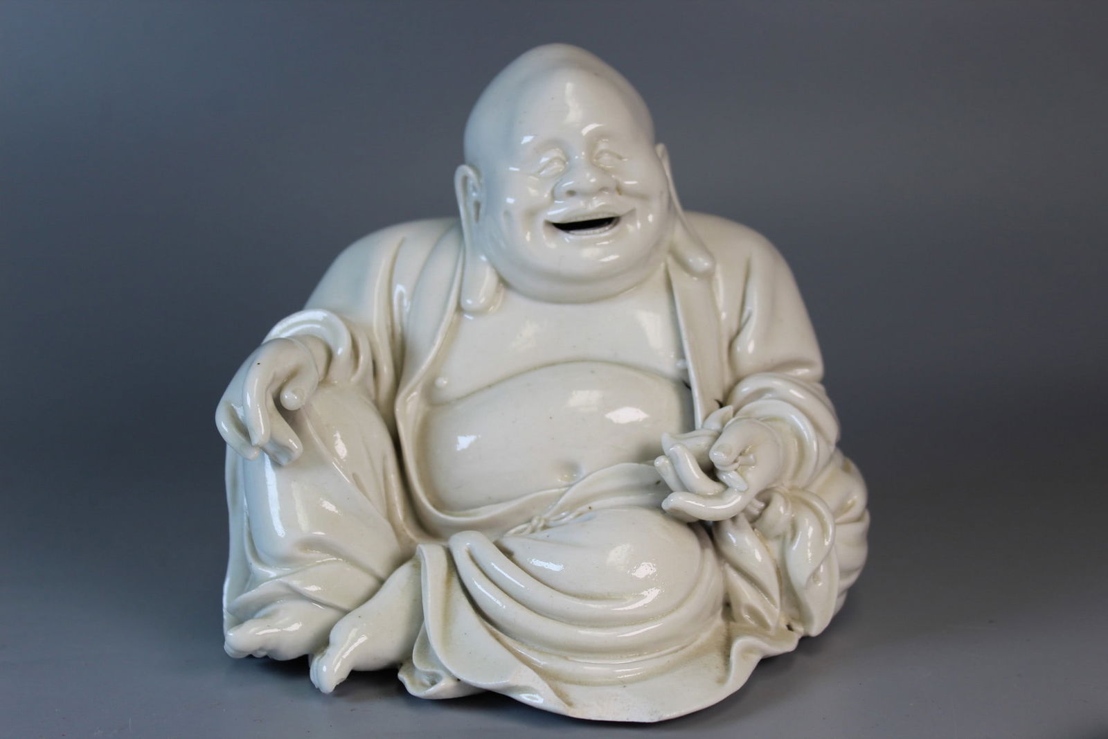 Chinese Blanc de Chine Laughing Buddha Statue (1 of 9)
