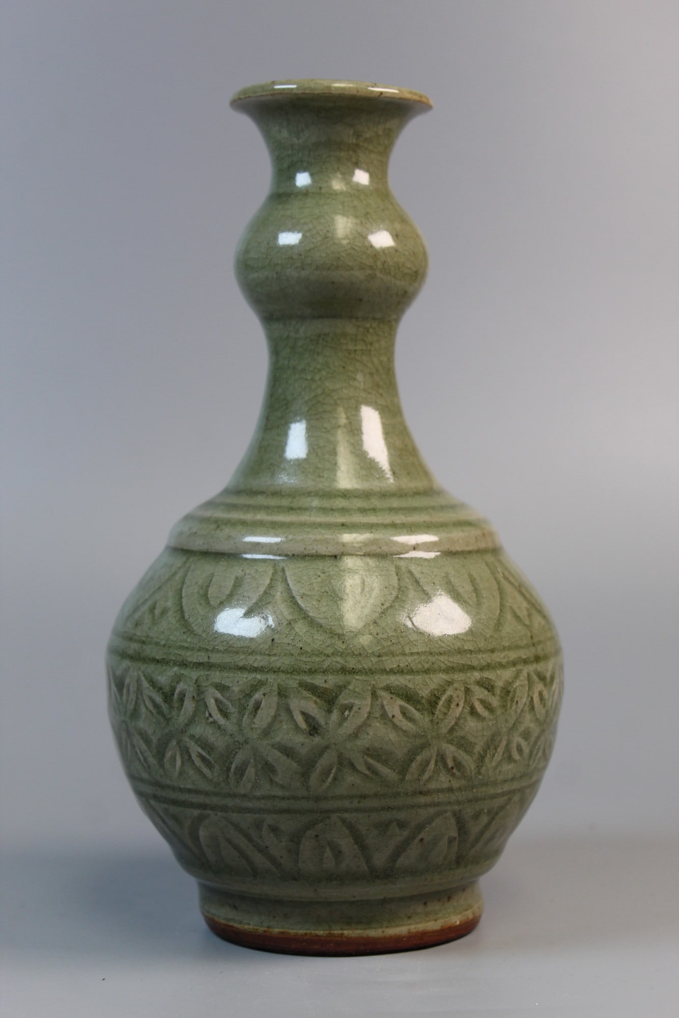 Chinese Longquan Celadon Vase: Chinese Longquan Celadon Vase. H 8.5".