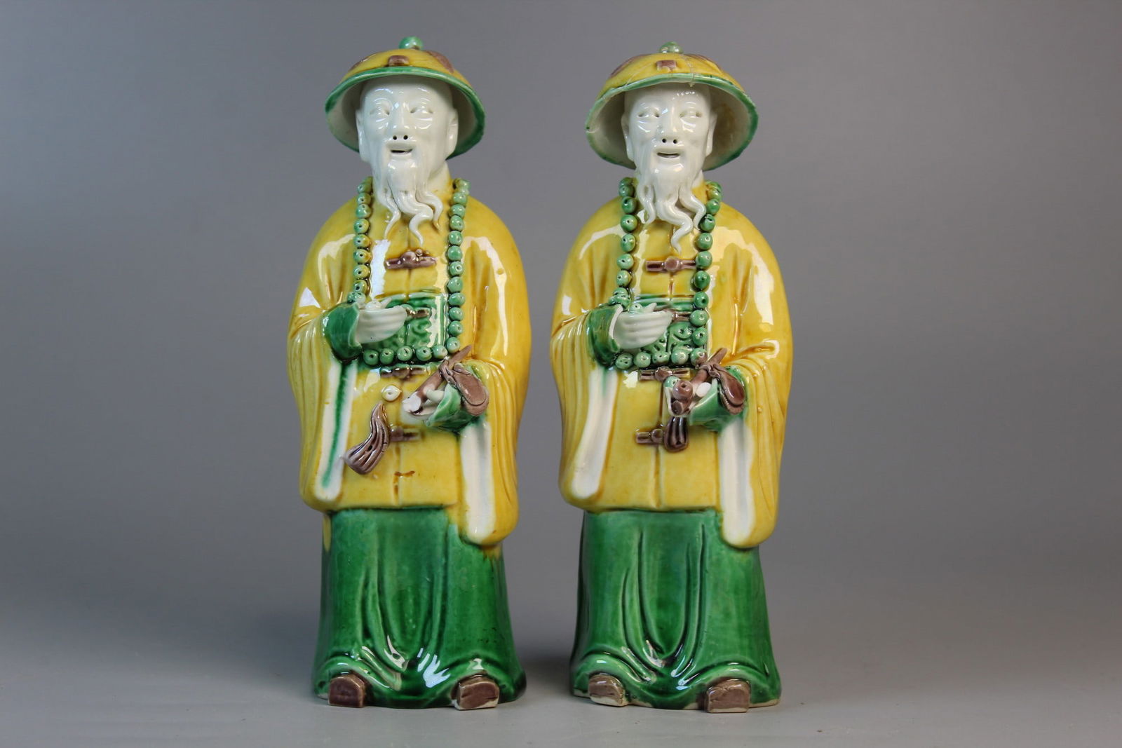 Two Chinese Sancai Porcelain Figures of Officials (1 of 8)