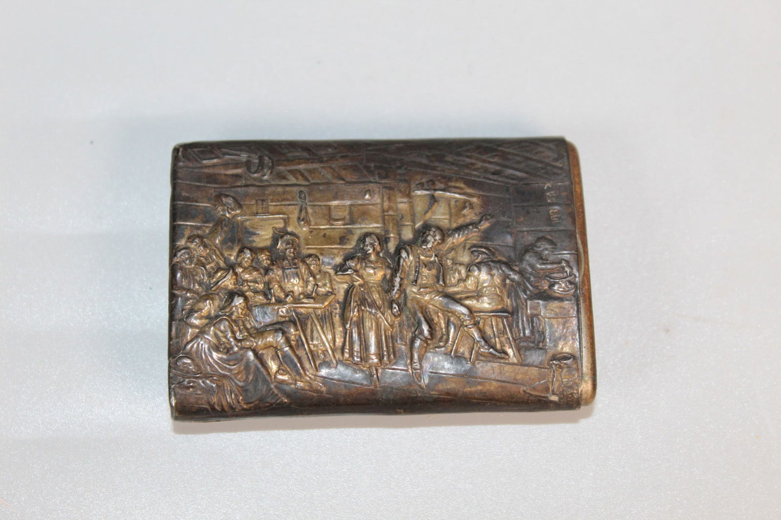 Antique 800 Silver Snuff Box with Pub Scene (1 of 5)