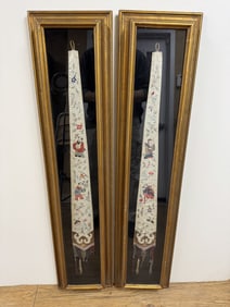 Pair of Chinese antique silk tapestry