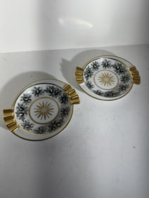 Two porcelain Napoleonic Bee Limoges ashtrays