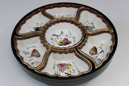 Japanese Kutani porcelain fruit dish set