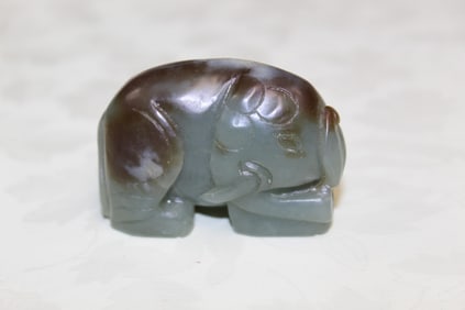 Chinese Celadon Jade Carving of an Elephant