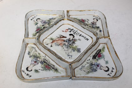 Chinese Famille Rose Porcelain Fruit Dish Set