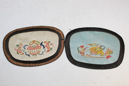 Two Chinese Silk Embroidery Pouches