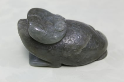 Chinese Carved Celadon Jade Toad