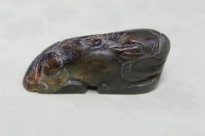 Chinese Celadon Jade Carving of a Mythical Beast.