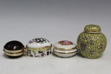 Three Pill Boxes and One Small Chinese Jar