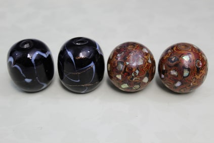 Two Pairs of Japanese Ojime Beads