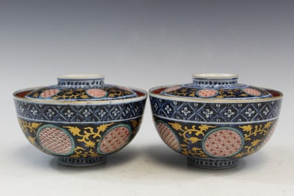 Pair of Japanese Arita Porcelain Bowls