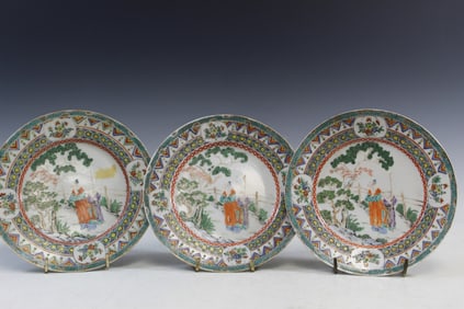 Three Chinese Export Famille Rose Porcelain Dishes