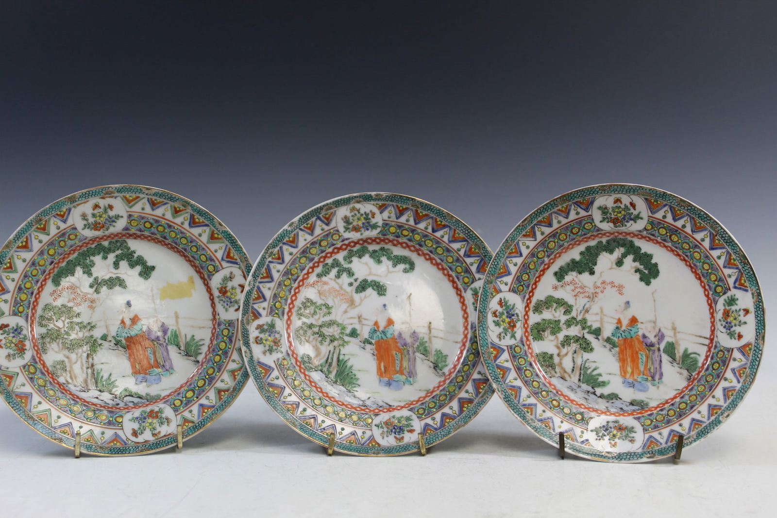 Three Chinese Export Famille Rose Porcelain Dishes: Three Chinese Export Famille Rose Porcelain Dishes. Diam 7".