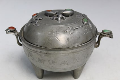 Chinese Pewter Incense Burner