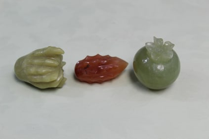 Three Chinese Carved Stone Fruits