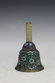 Chinese Enamel Bell with Jade Handle