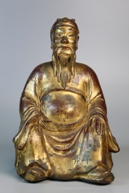 Chinese Gilt Bronze Statue of a Scholar