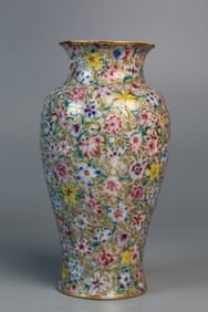 Chinese Hundred-flower Famille Rose Porcelain Vase
