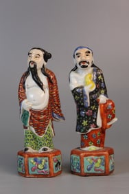 Two Chinese Famille Rose Porcelain Figurines