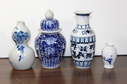 Four Chinese Blue and White Porcelain Vases