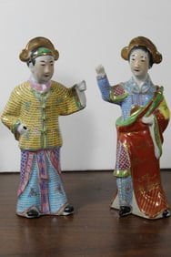 Two Chinese Famille Rose Porcelain Figures