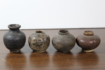Four Antique pottery jarlet, 12th - 13th Century