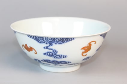 Chinese Blue and White Porcelain Bowl, Qianlong Mark.
