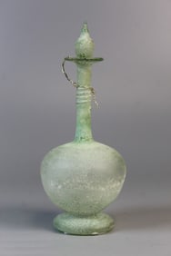 Antique Hand Blown Italian Lidded Frosted Glass Perfume Bottle