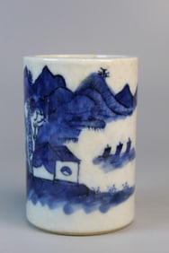 Chinese Blue and White Porcelain Brush Pot
