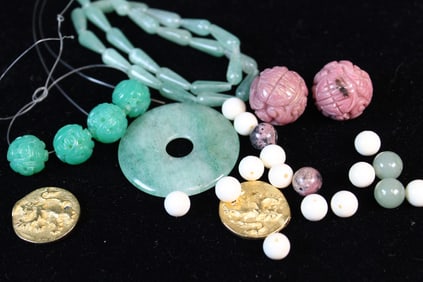 Asian Stone Beads and Pendant
