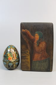 Russian Hand-painted Box and Lacquered Egg