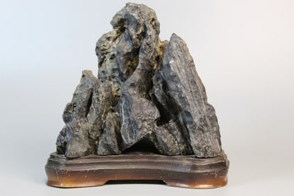 Chinese Scholar's Rock on Wood Stand