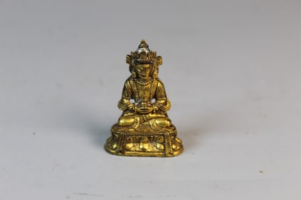 Chinese miniature gilded bronze Buddha