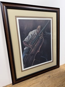 Ernie Barnes signed "The Bassist" limited edition lithograph