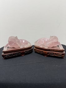 Pair of Rose Quartz of Horse