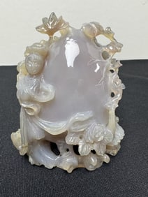 Chinese Agate Carving of Lady and Man