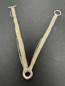 Tiffany & CO Sterling Silver Multi Strand Chain Mesh Toggle Necklace