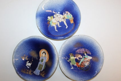 Three Japanese Hand Painted Porcelain Dishes