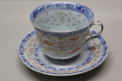 Chinese Blue and White Cup and Saucer